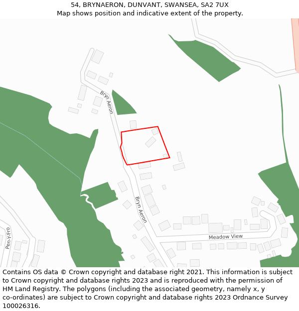 54, BRYNAERON, DUNVANT, SWANSEA, SA2 7UX: Location map and indicative extent of plot