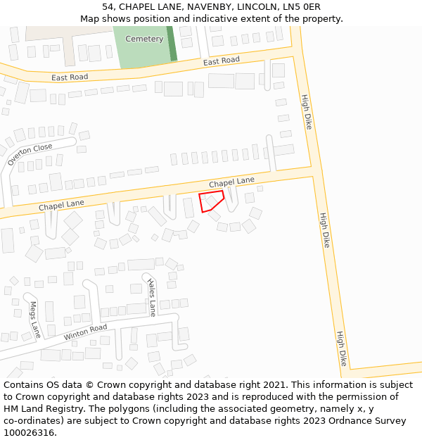 54, CHAPEL LANE, NAVENBY, LINCOLN, LN5 0ER: Location map and indicative extent of plot