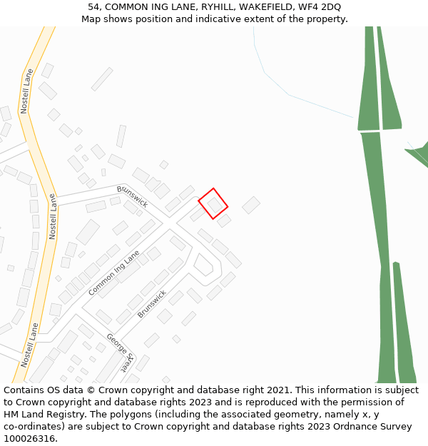 54, COMMON ING LANE, RYHILL, WAKEFIELD, WF4 2DQ: Location map and indicative extent of plot