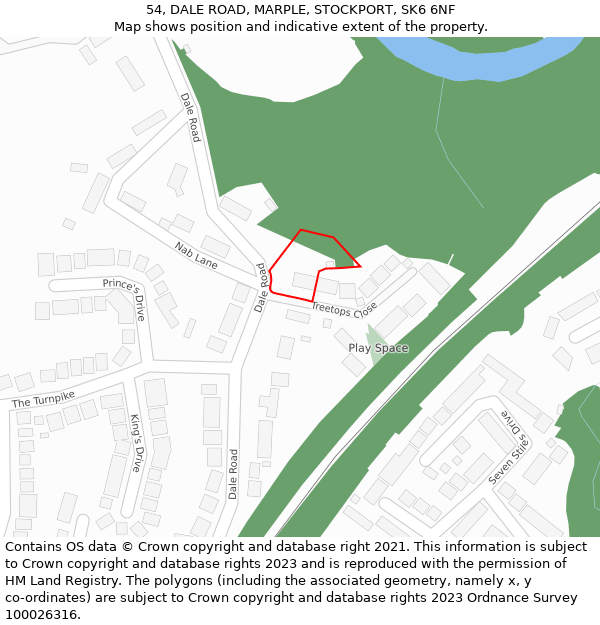 54, DALE ROAD, MARPLE, STOCKPORT, SK6 6NF: Location map and indicative extent of plot