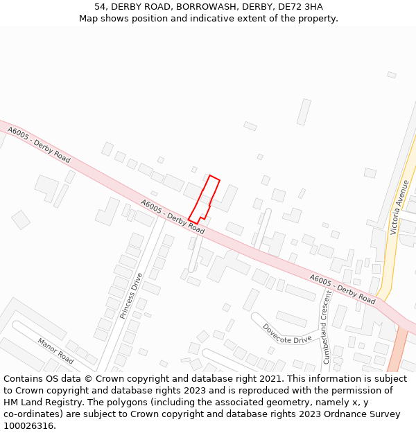 54, DERBY ROAD, BORROWASH, DERBY, DE72 3HA: Location map and indicative extent of plot