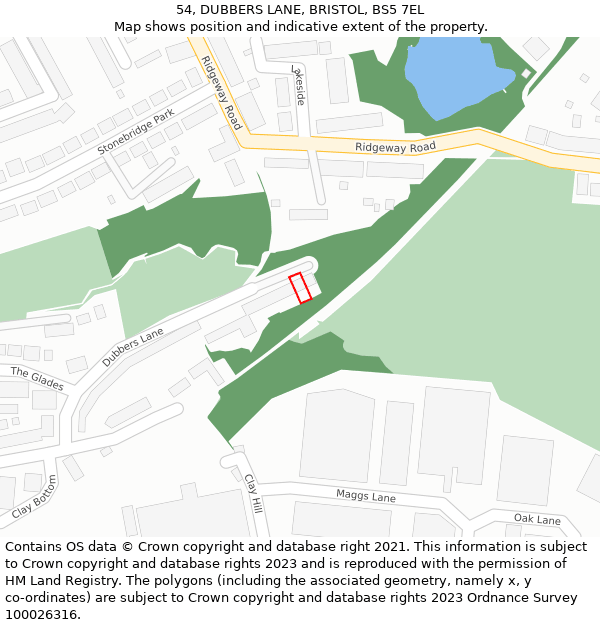 54, DUBBERS LANE, BRISTOL, BS5 7EL: Location map and indicative extent of plot