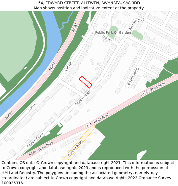 54, EDWARD STREET, ALLTWEN, SWANSEA, SA8 3DD: Location map and indicative extent of plot