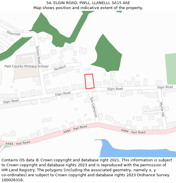 54, ELGIN ROAD, PWLL, LLANELLI, SA15 4AE: Location map and indicative extent of plot