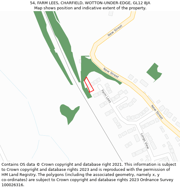 54, FARM LEES, CHARFIELD, WOTTON-UNDER-EDGE, GL12 8JA: Location map and indicative extent of plot