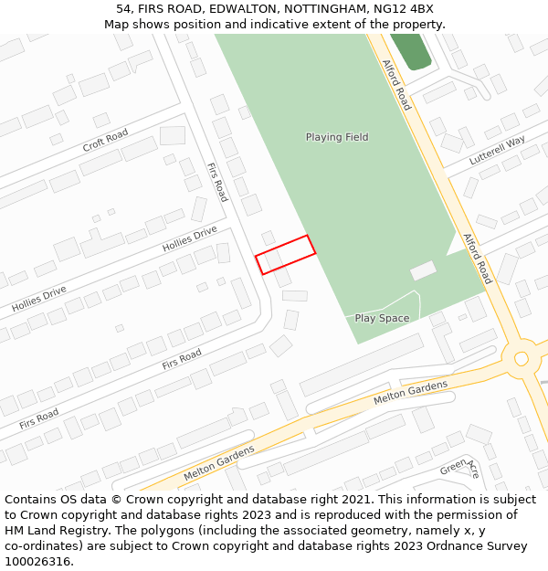 54, FIRS ROAD, EDWALTON, NOTTINGHAM, NG12 4BX: Location map and indicative extent of plot