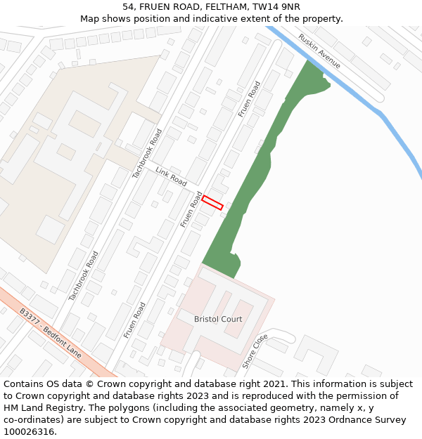 54, FRUEN ROAD, FELTHAM, TW14 9NR: Location map and indicative extent of plot