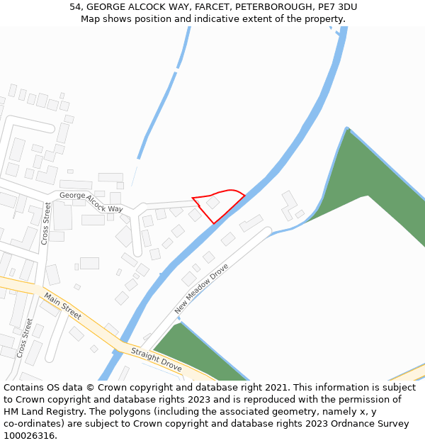 54, GEORGE ALCOCK WAY, FARCET, PETERBOROUGH, PE7 3DU: Location map and indicative extent of plot