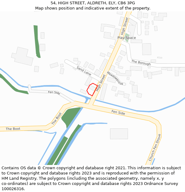 54, HIGH STREET, ALDRETH, ELY, CB6 3PG: Location map and indicative extent of plot