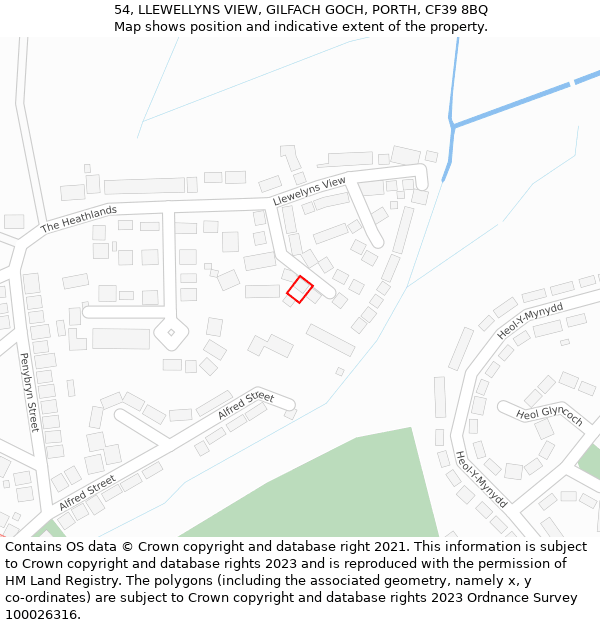 54, LLEWELLYNS VIEW, GILFACH GOCH, PORTH, CF39 8BQ: Location map and indicative extent of plot