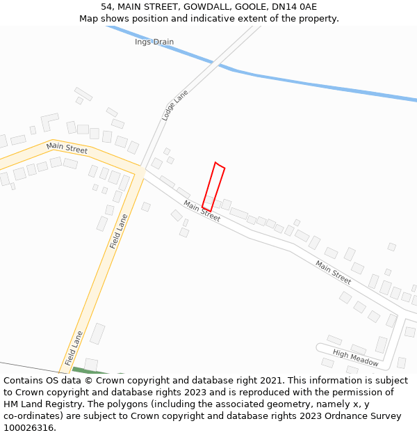 54, MAIN STREET, GOWDALL, GOOLE, DN14 0AE: Location map and indicative extent of plot