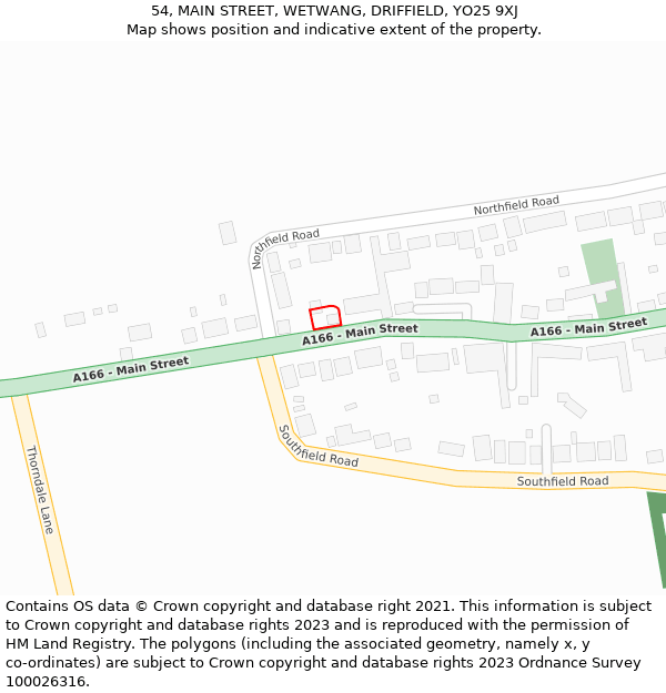 54, MAIN STREET, WETWANG, DRIFFIELD, YO25 9XJ: Location map and indicative extent of plot