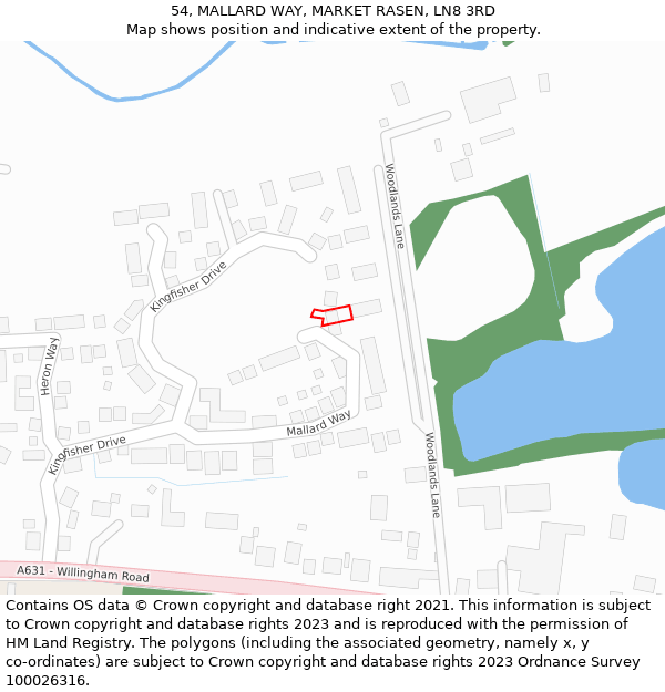 54, MALLARD WAY, MARKET RASEN, LN8 3RD: Location map and indicative extent of plot