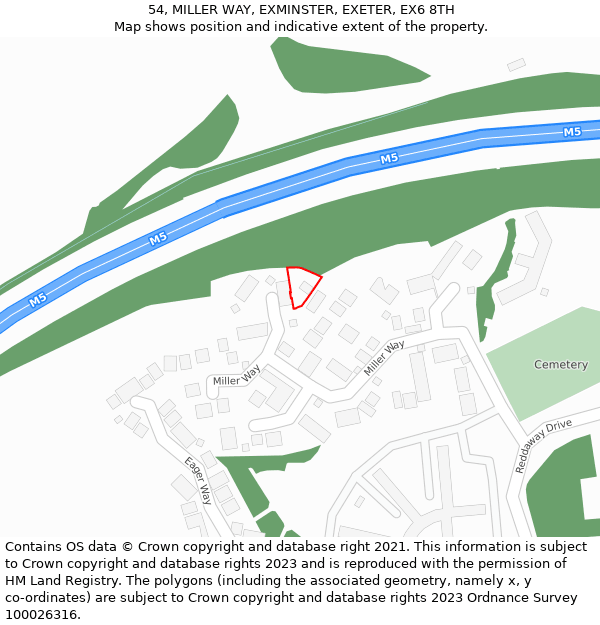 54, MILLER WAY, EXMINSTER, EXETER, EX6 8TH: Location map and indicative extent of plot