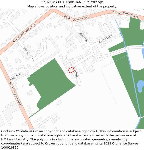 54, NEW PATH, FORDHAM, ELY, CB7 5JX: Location map and indicative extent of plot