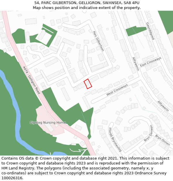 54, PARC GILBERTSON, GELLIGRON, SWANSEA, SA8 4PU: Location map and indicative extent of plot