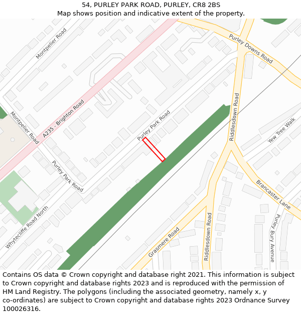 54, PURLEY PARK ROAD, PURLEY, CR8 2BS: Location map and indicative extent of plot