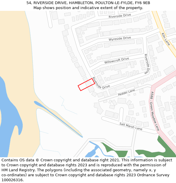 54, RIVERSIDE DRIVE, HAMBLETON, POULTON-LE-FYLDE, FY6 9EB: Location map and indicative extent of plot