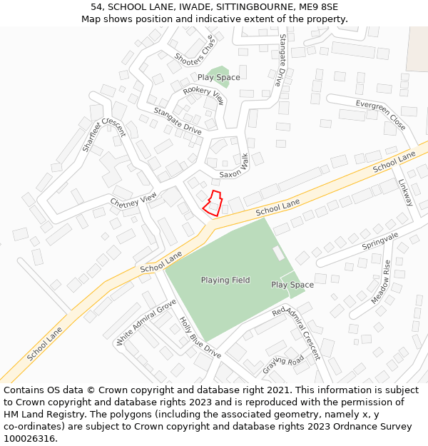 54, SCHOOL LANE, IWADE, SITTINGBOURNE, ME9 8SE: Location map and indicative extent of plot