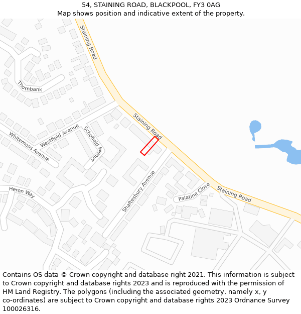54, STAINING ROAD, BLACKPOOL, FY3 0AG: Location map and indicative extent of plot