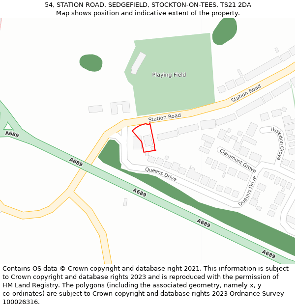 54, STATION ROAD, SEDGEFIELD, STOCKTON-ON-TEES, TS21 2DA: Location map and indicative extent of plot