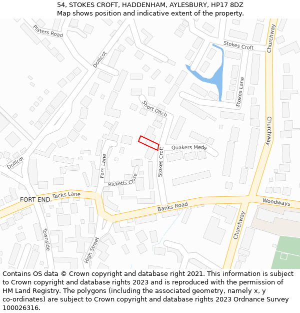 54, STOKES CROFT, HADDENHAM, AYLESBURY, HP17 8DZ: Location map and indicative extent of plot