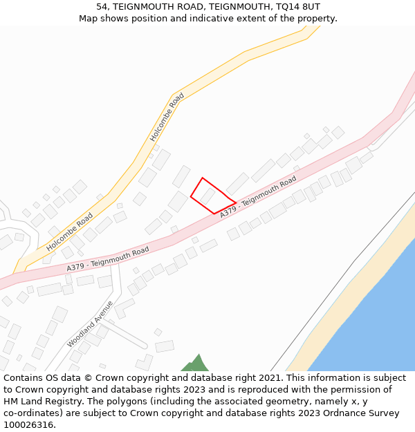 54, TEIGNMOUTH ROAD, TEIGNMOUTH, TQ14 8UT: Location map and indicative extent of plot