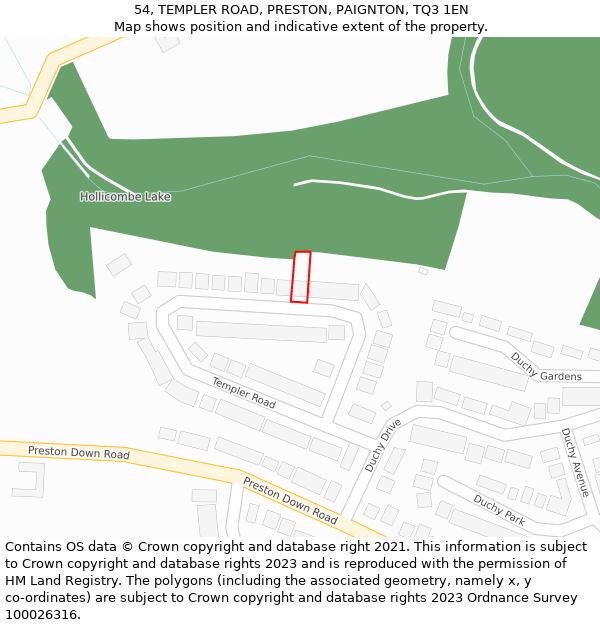 54, TEMPLER ROAD, PRESTON, PAIGNTON, TQ3 1EN: Location map and indicative extent of plot