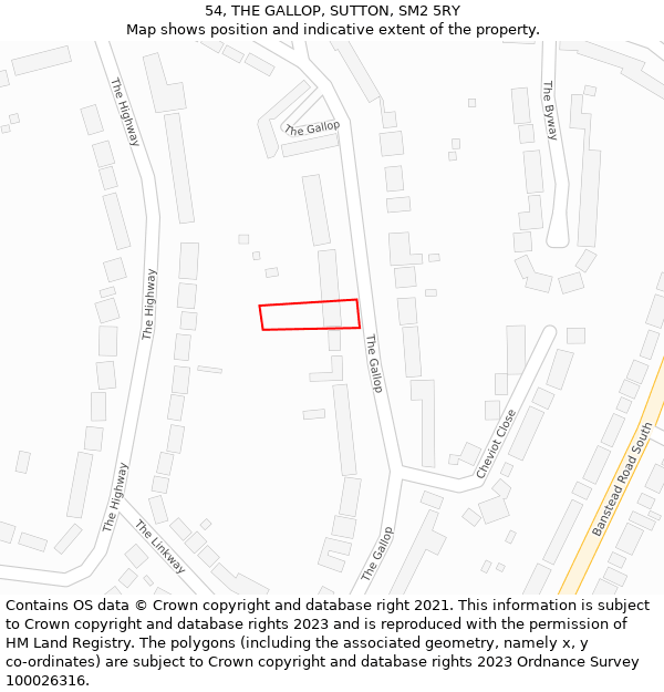 54, THE GALLOP, SUTTON, SM2 5RY: Location map and indicative extent of plot