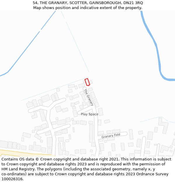 54, THE GRANARY, SCOTTER, GAINSBOROUGH, DN21 3RQ: Location map and indicative extent of plot