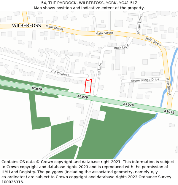 54, THE PADDOCK, WILBERFOSS, YORK, YO41 5LZ: Location map and indicative extent of plot