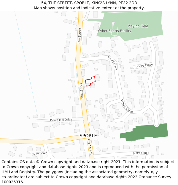 54, THE STREET, SPORLE, KING'S LYNN, PE32 2DR: Location map and indicative extent of plot