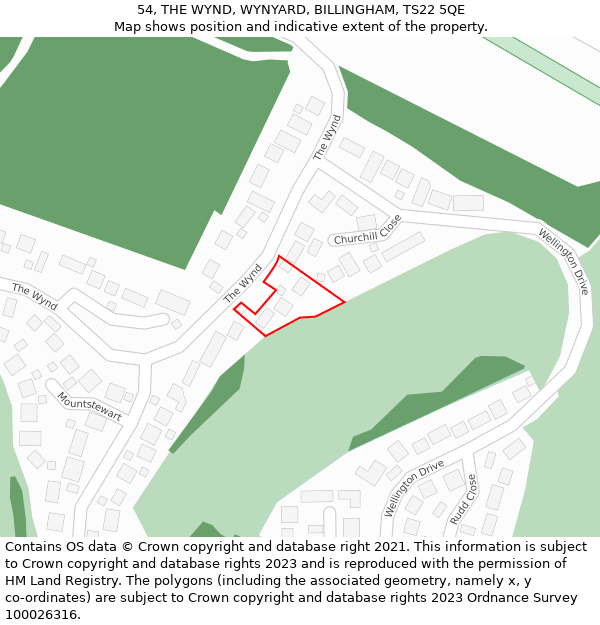 54, THE WYND, WYNYARD, BILLINGHAM, TS22 5QE: Location map and indicative extent of plot