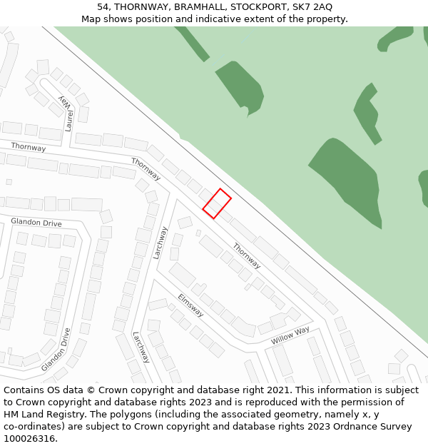 54, THORNWAY, BRAMHALL, STOCKPORT, SK7 2AQ: Location map and indicative extent of plot