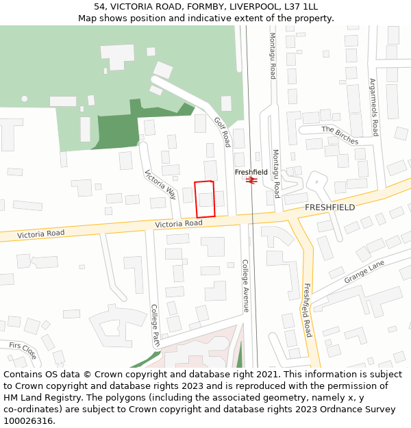54, VICTORIA ROAD, FORMBY, LIVERPOOL, L37 1LL: Location map and indicative extent of plot
