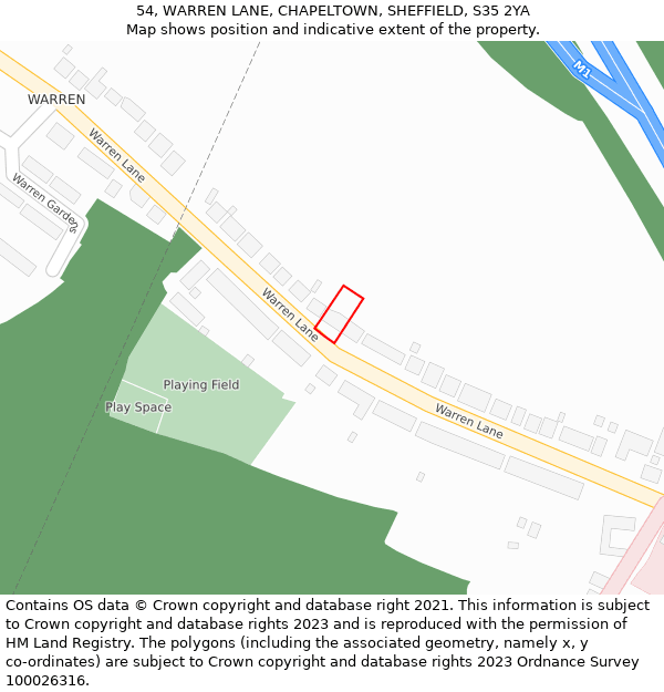 54, WARREN LANE, CHAPELTOWN, SHEFFIELD, S35 2YA: Location map and indicative extent of plot