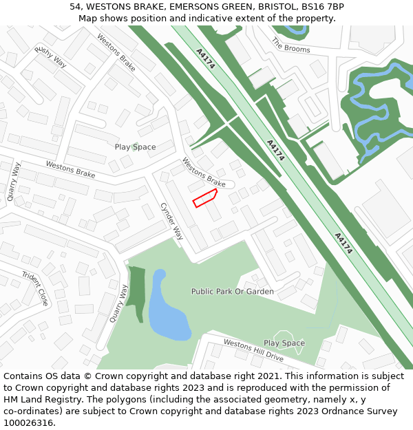 54, WESTONS BRAKE, EMERSONS GREEN, BRISTOL, BS16 7BP: Location map and indicative extent of plot