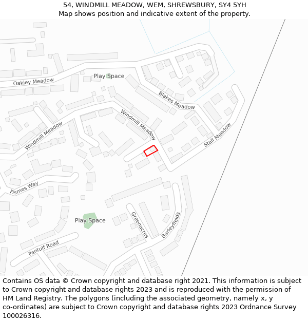 54, WINDMILL MEADOW, WEM, SHREWSBURY, SY4 5YH: Location map and indicative extent of plot