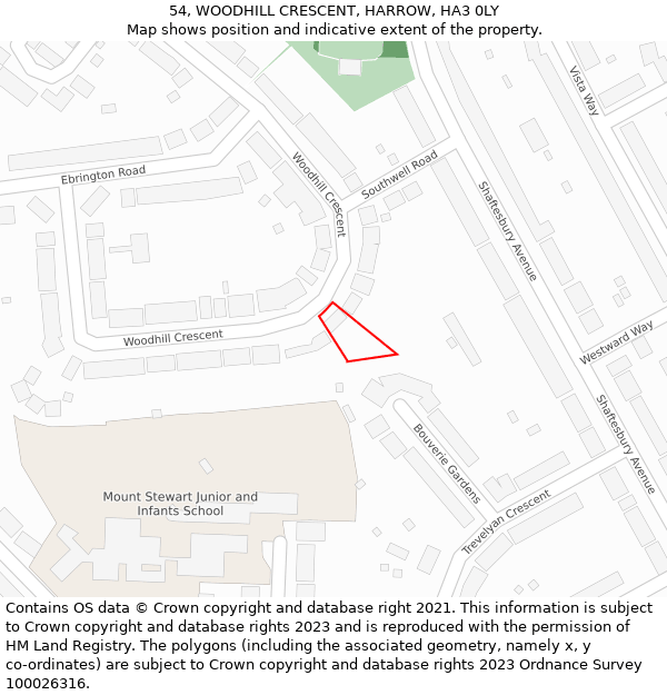 54, WOODHILL CRESCENT, HARROW, HA3 0LY: Location map and indicative extent of plot