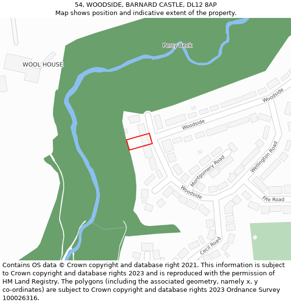 54, WOODSIDE, BARNARD CASTLE, DL12 8AP: Location map and indicative extent of plot