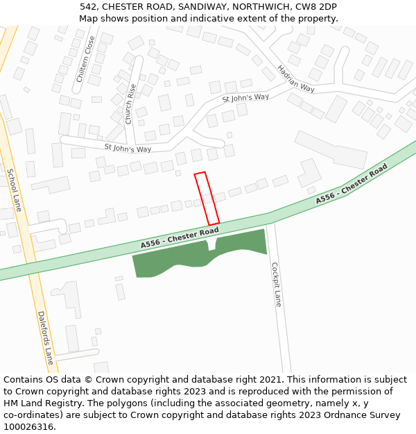 542, CHESTER ROAD, SANDIWAY, NORTHWICH, CW8 2DP: Location map and indicative extent of plot