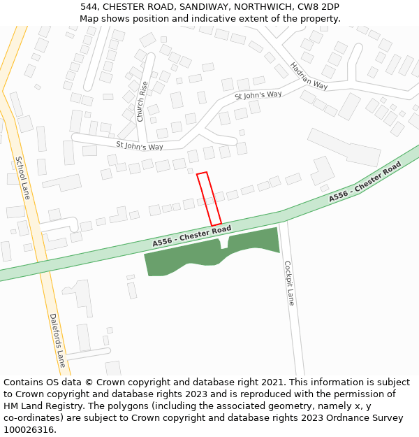 544, CHESTER ROAD, SANDIWAY, NORTHWICH, CW8 2DP: Location map and indicative extent of plot