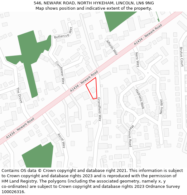 546, NEWARK ROAD, NORTH HYKEHAM, LINCOLN, LN6 9NG: Location map and indicative extent of plot