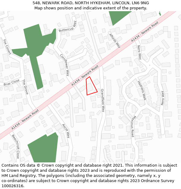 548, NEWARK ROAD, NORTH HYKEHAM, LINCOLN, LN6 9NG: Location map and indicative extent of plot