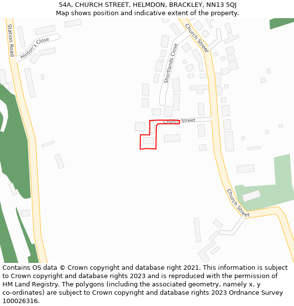 54A, CHURCH STREET, HELMDON, BRACKLEY, NN13 5QJ: Location map and indicative extent of plot