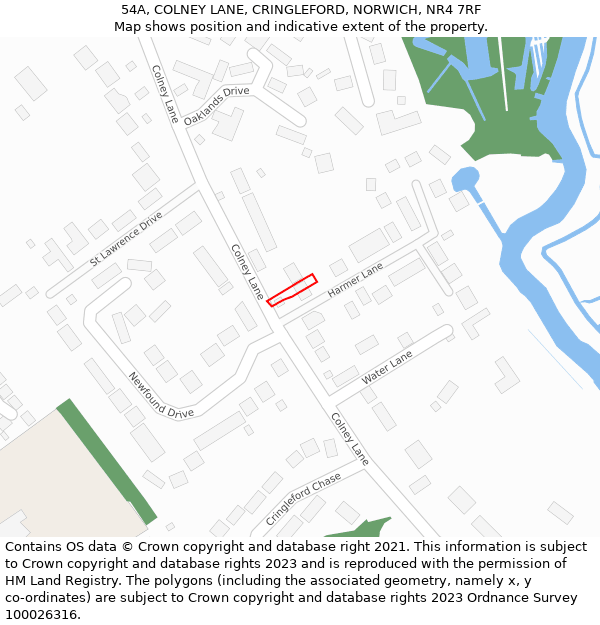 54A, COLNEY LANE, CRINGLEFORD, NORWICH, NR4 7RF: Location map and indicative extent of plot