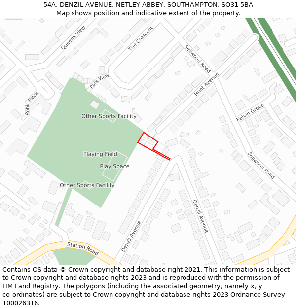 54A, DENZIL AVENUE, NETLEY ABBEY, SOUTHAMPTON, SO31 5BA: Location map and indicative extent of plot