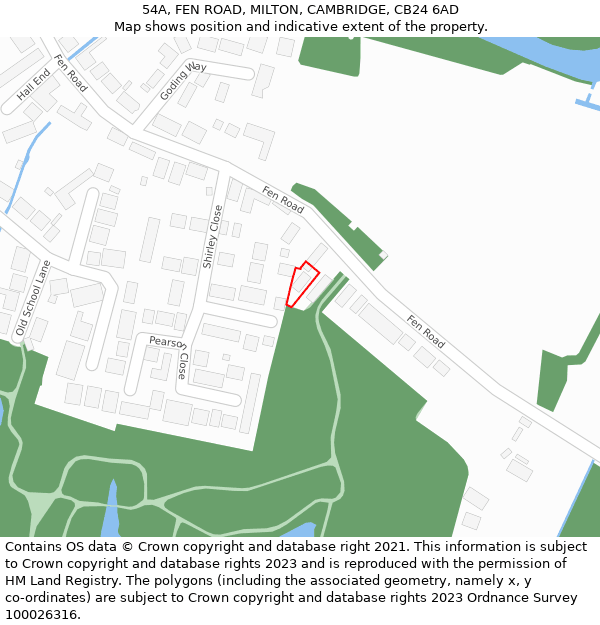 54A, FEN ROAD, MILTON, CAMBRIDGE, CB24 6AD: Location map and indicative extent of plot