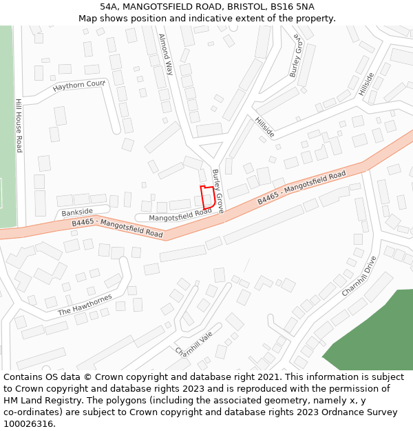 54A, MANGOTSFIELD ROAD, BRISTOL, BS16 5NA: Location map and indicative extent of plot