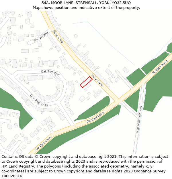 54A, MOOR LANE, STRENSALL, YORK, YO32 5UQ: Location map and indicative extent of plot